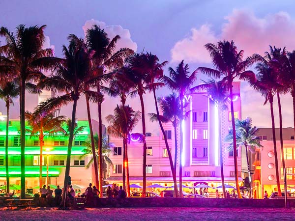 Miami beach at night.