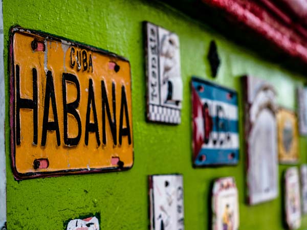 Wall of license plates.