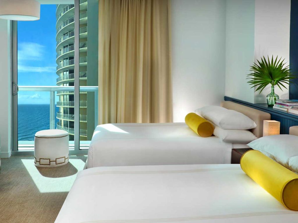 Guestroom with double Queen beds, at Solé Miami